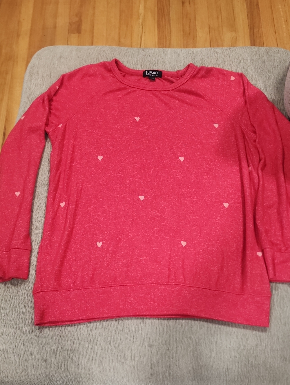 Buffalo David Bitton Red Crewneck Sweater with Heart Motif Size M